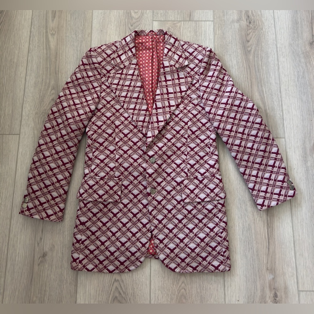 Vintage CESAR ROMERO Men's Red Plaid Blazer 🧑‍💼❤️